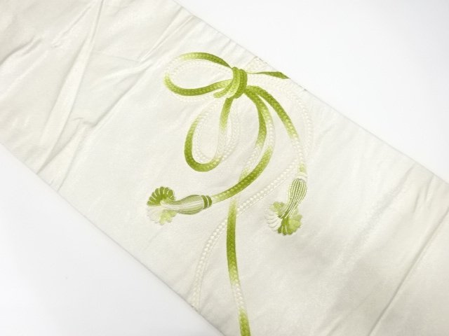 組紐模様　刺繍　名古屋帯